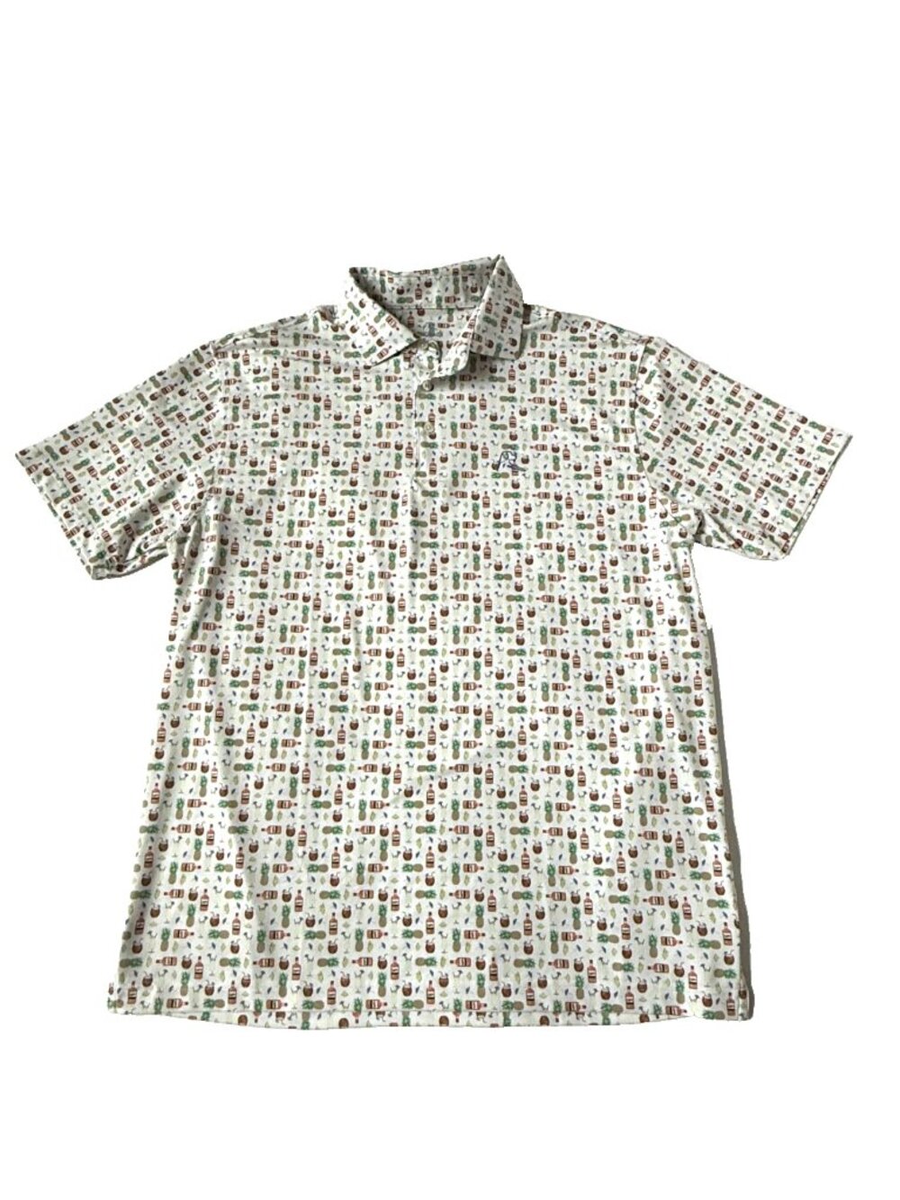 Rhoback Men L The Colada Print Tropical Performance Polo Shirt Golf Short Sleeve